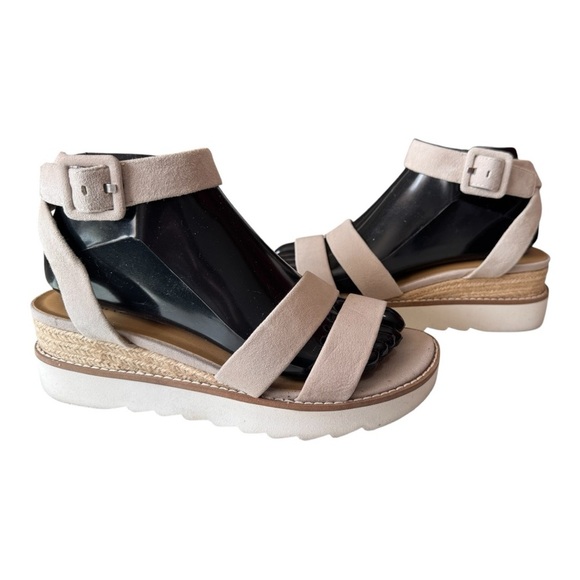 FRANCO SARTO Connolly Wedge Ivory Suede Jute Strappy Buckle Sandals Women’s 7 - Picture 2 of 10